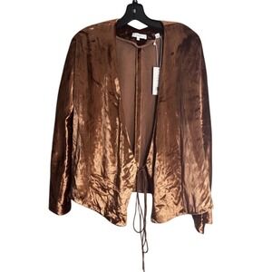 Vince Panne Wrap Brown Tie Front Bell Sleeve NWT Size S